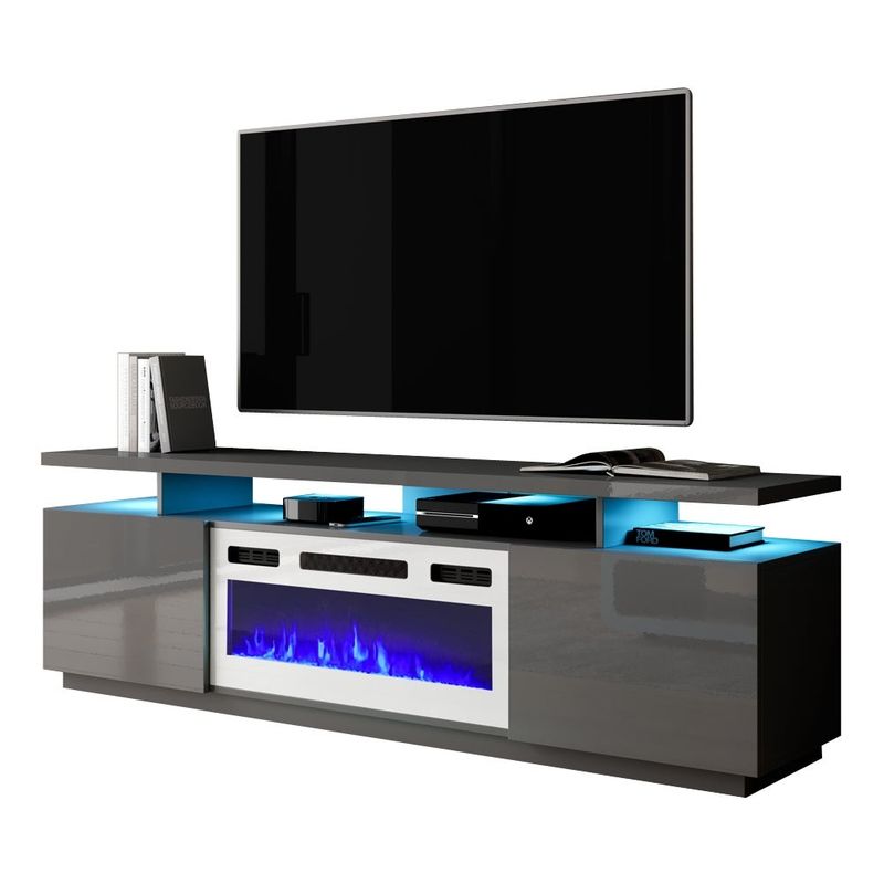 Eva-KWH Modern 71-inch Electric Fireplace TV Stand - Black