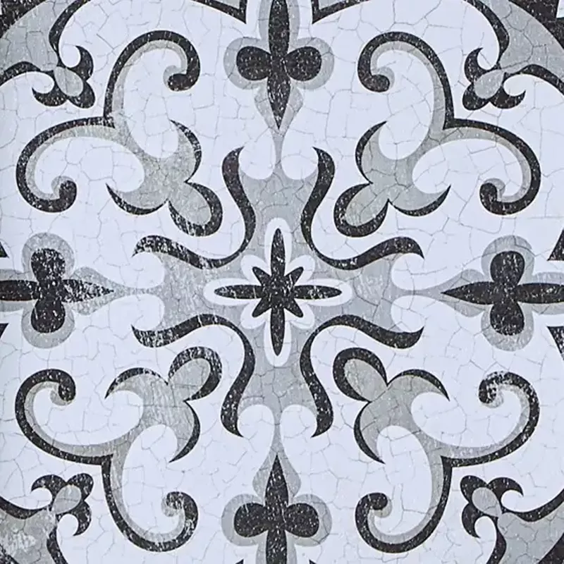 Black and White Tiles Distressed Black and White Medallion Tile 3-piece Wall Decor Set