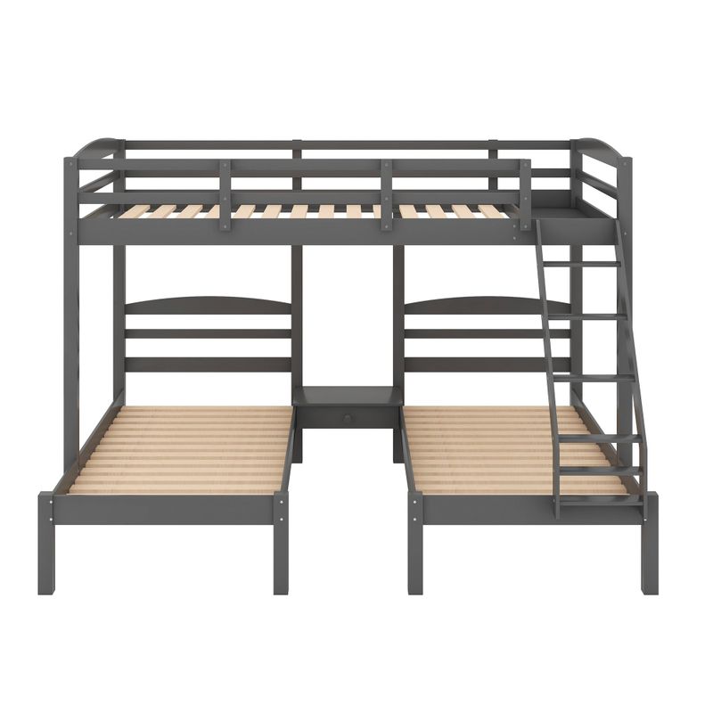 Full over Twin & Twin Bunk Bed,Triple Bunk Bed - Grey