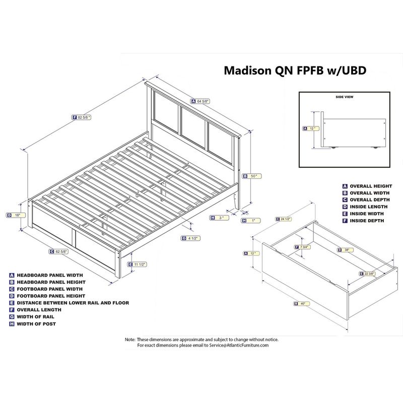 Madison Queen Platform Bed with Flat Panel Foot Board and 2 Urban Bed Drawers in Espresso - Espresso - Queen