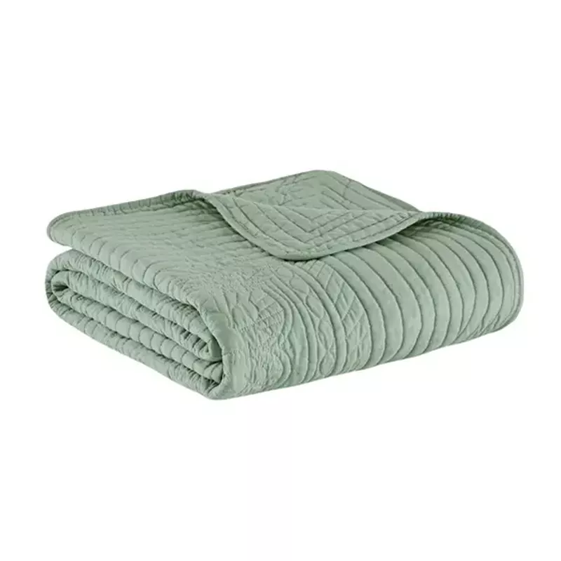 Seafoam Tuscany Oversized Quilted Throw with Scalloped Edges 60x72"