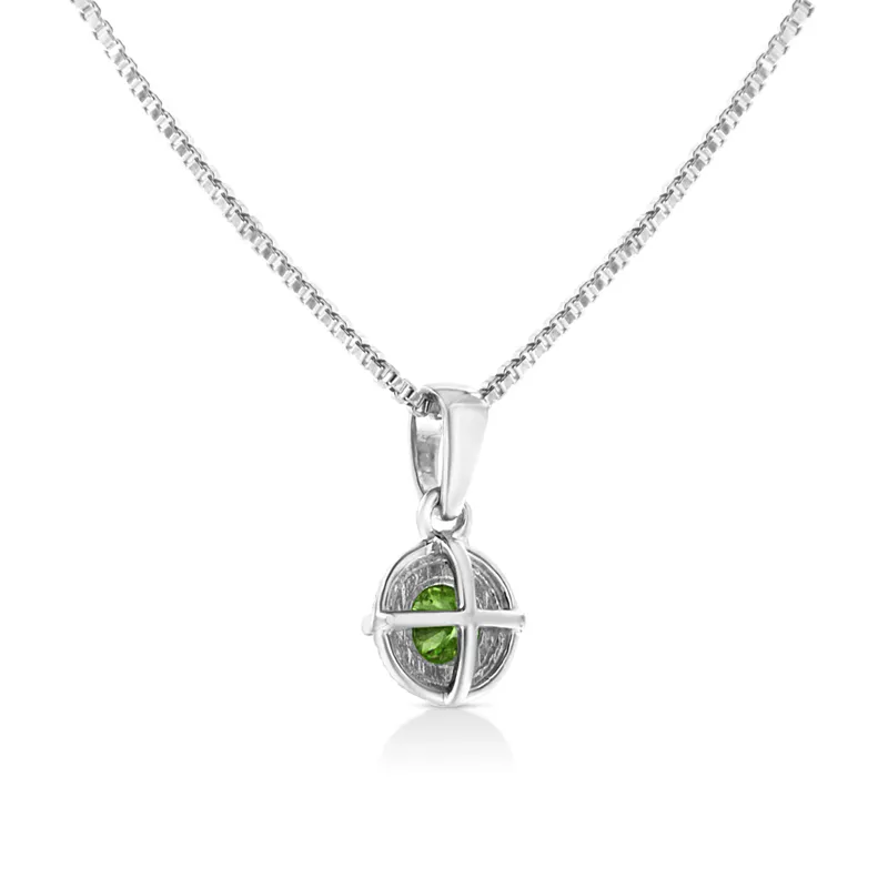 .925 Sterling Silver Treated Diamond Solitaire 18" Milgrain Pendant Necklace (I1-I2 Clarity) Choice of Diamond Color & Ct Wt