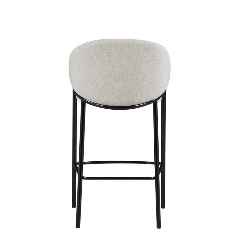Sloped Arm Bar Stools Beige and Glossy Black (Set of 2)