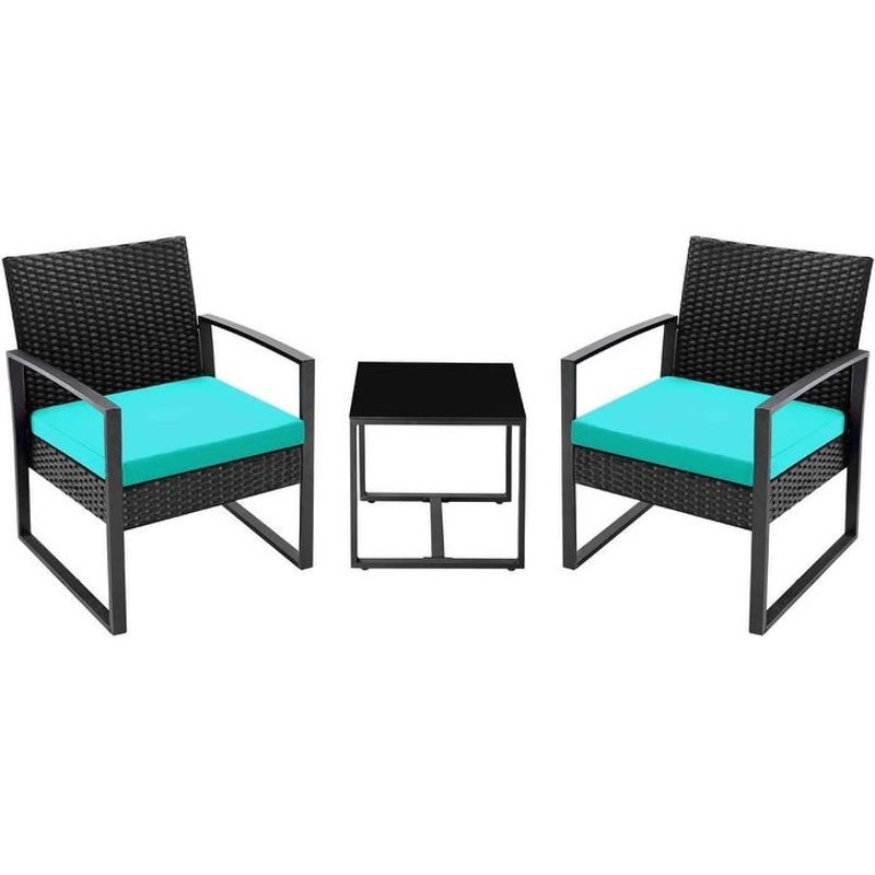 Homall 3 Pieces Patio Set Outdoor Wicker Patio Furniture Sets Modern Bistro Set Rattan Chair Conversation Sets - White