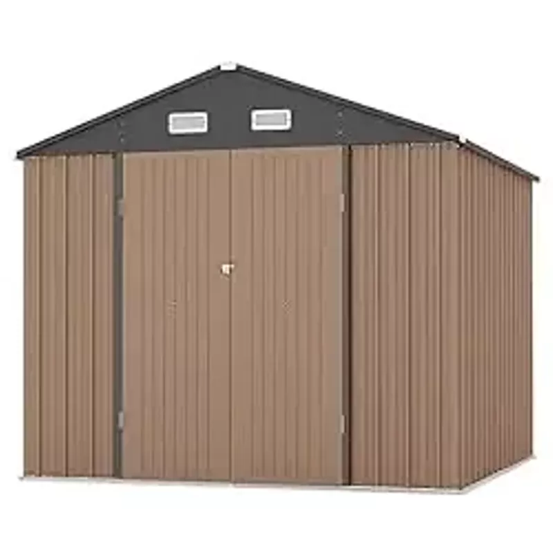GAOMON 8x8 Metal Outdoor Storage Shed, Large Tool Shed House with Lockable Doors & Air Vent, Waterproof Steel Utility Sheds for Patio Garden Lawn, Perfect for Heavy Duty Tools Bike Storage Outside