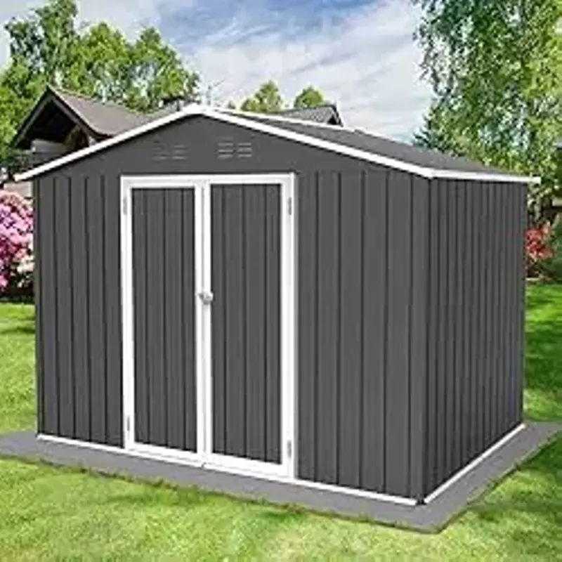 Rent To Own Goohome Metal Outdoor Storage Shed 8FT X 6FT, Steel Utility ...