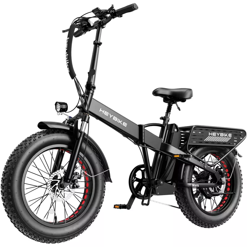 Heybike - Mars 2.0 Foldable E-bike w/ 45mi Max Operating Range & 28 mph Max Speed - Black