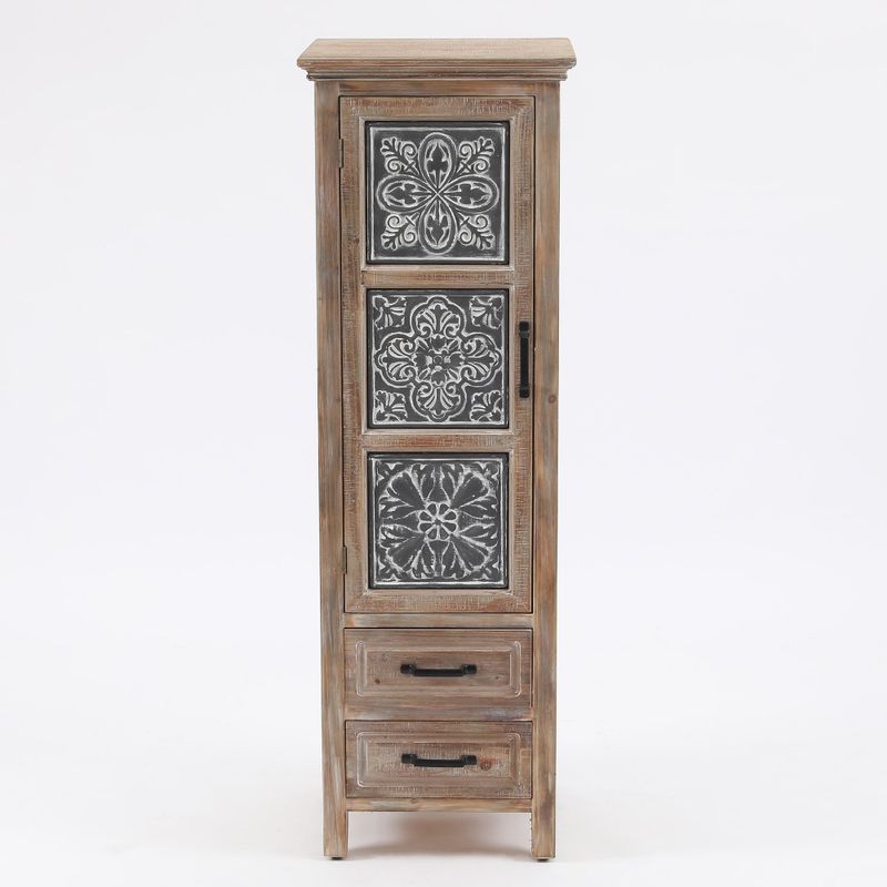 Metal and Wood Tall Tower Cabinet - 48" H x 15.8" W x 15" D - 48" H x 15.8" W x 15" D
