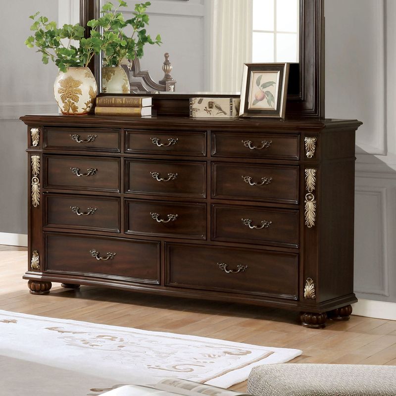 Furniture of America Urex Traditional Brown Cherry Solid Wood Dresser - Brown Cherry