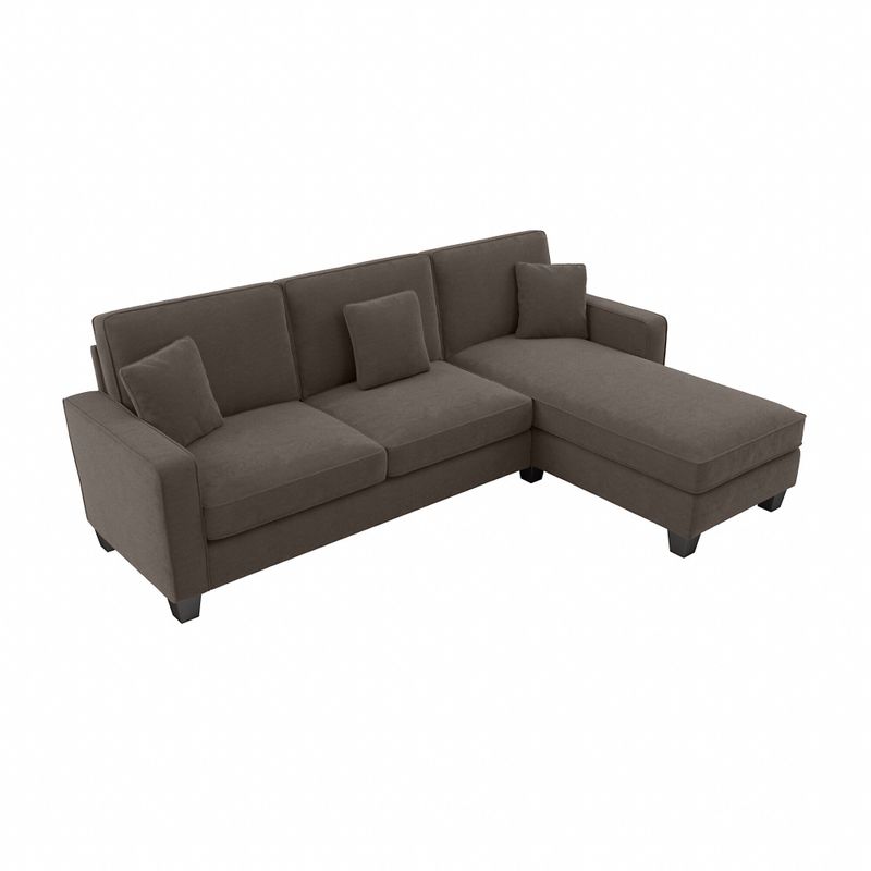 Stockton 102W Sectional Couch with Reversible Chaise by Bush Furniture - Tan Microsuede Fabric