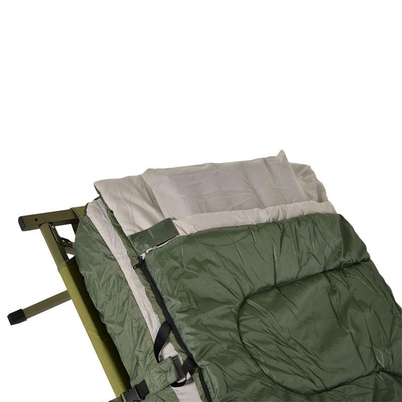 Portable Camping Cot Tent with Air Mattress, Sleeping Bag, and Pillow - 76.5" L x 34" W x 64" H - Green