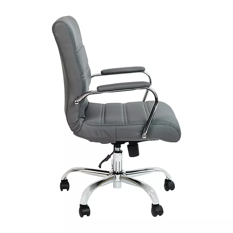 Alamont Home - Whitney Mid-Back Modern Leather/Faux Leather Executive Swivel Office Chair - Gray LeatherSoft/Chrome Frame