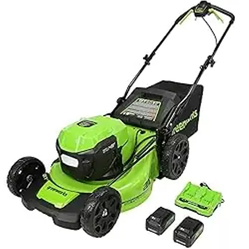 Greenworks - 24V (2x24V) 21-Inch Self-Propelled Lawn Mower (2 x 5.0Ah Batteries and Charger Included) - Green