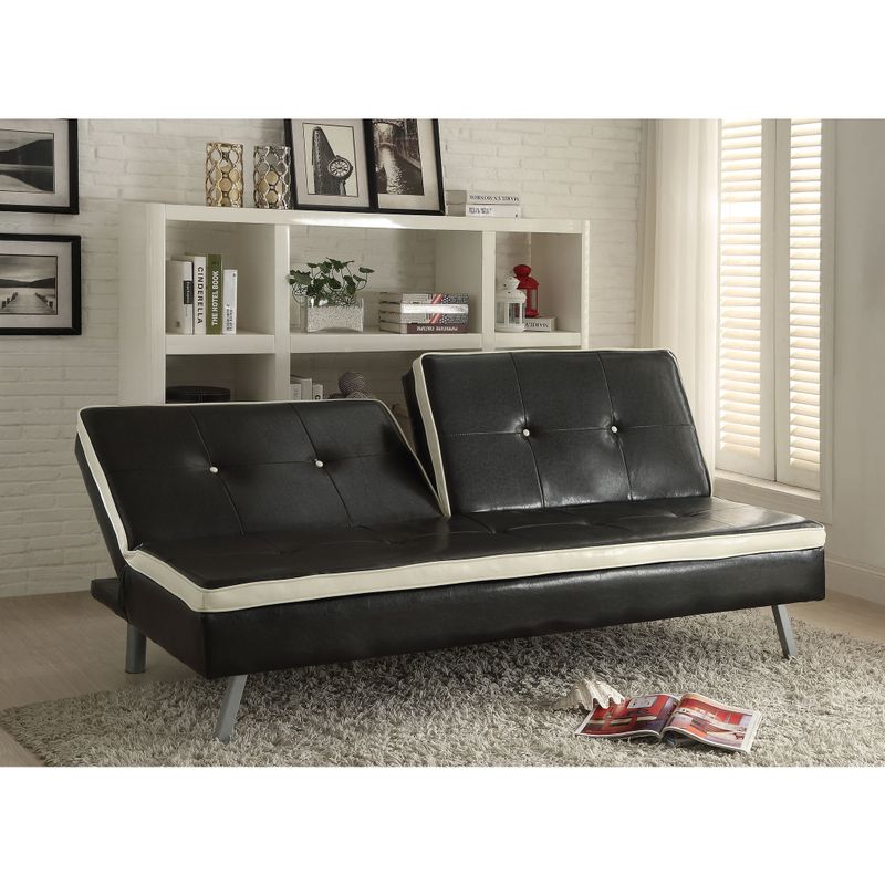 Akraco 57184 Black/White Faux-leather 72-inch x 35-inch x 36-inch Adjustable Sofa - Black & White PU, 72"L x 35"W x 36"H