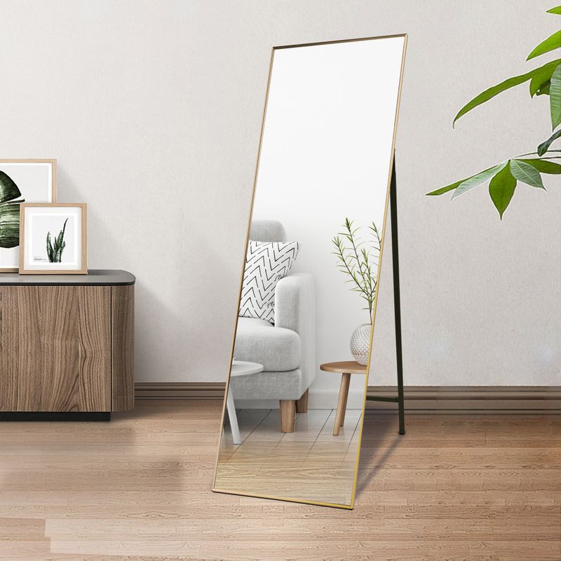 Nestfair Bedroom Mirror Wall-Mounted Mirror Dressing Mirror with Aluminum Frame - Gold