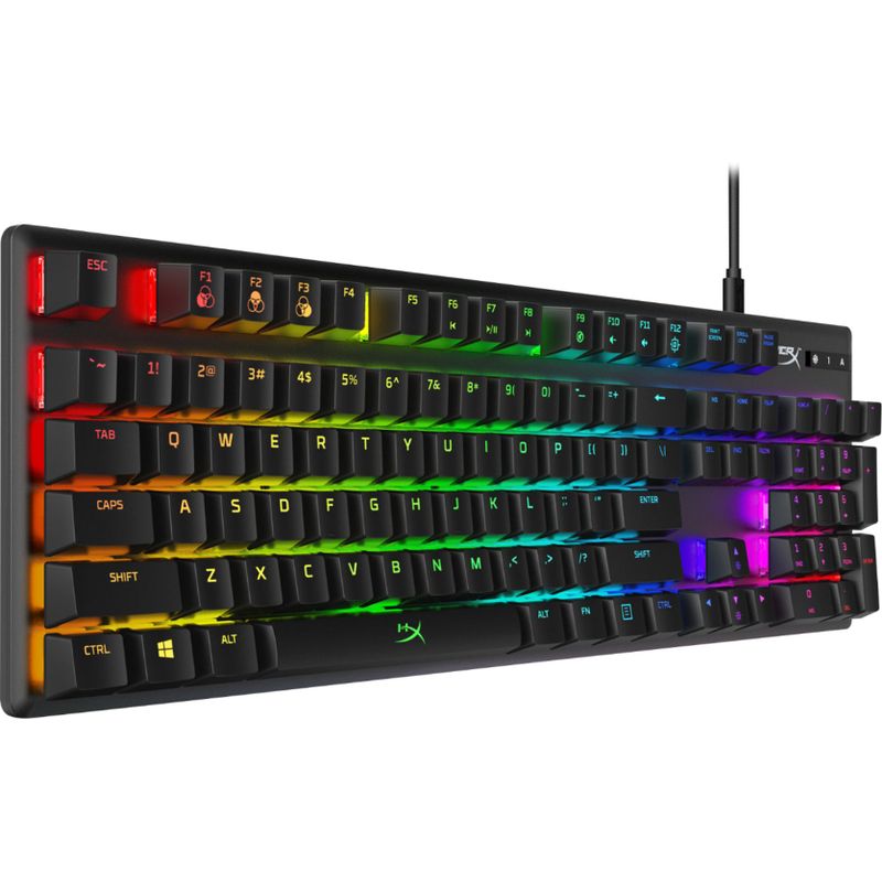 Angle Zoom. HyperX - Alloy Origins Full-size Wired Mechanical Red Switch Gaming Keyboard with RGB Back Lighting - Black