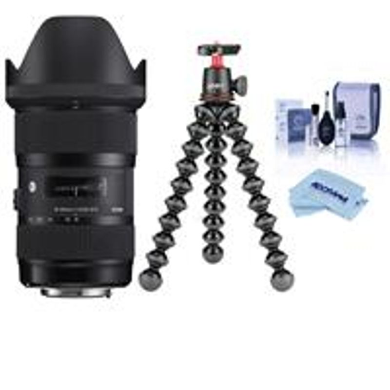 Sigma 18-35mm F/1.8 DC HSM ART Lens for Canon EF - Bundle With Joby GorillaPod 3K Kit, Black, Cleaning Kit, Microfiber Cloth