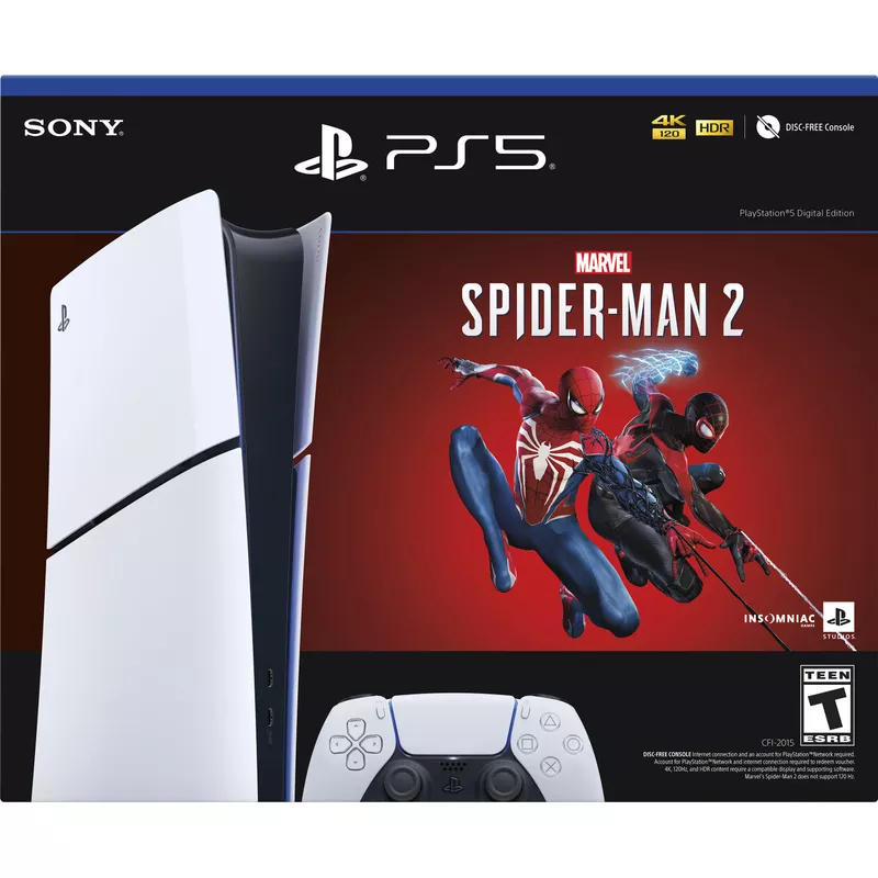Sony Interactive Entertainment - PlayStation 5 Slim Console Digital Edition - Marvel's Spider-Man 2 Bundle (Full Game Download Included) - White