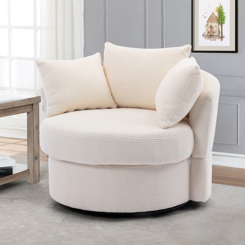 Modern Linen Swivel Accent Chair Bucket Chair - Beige