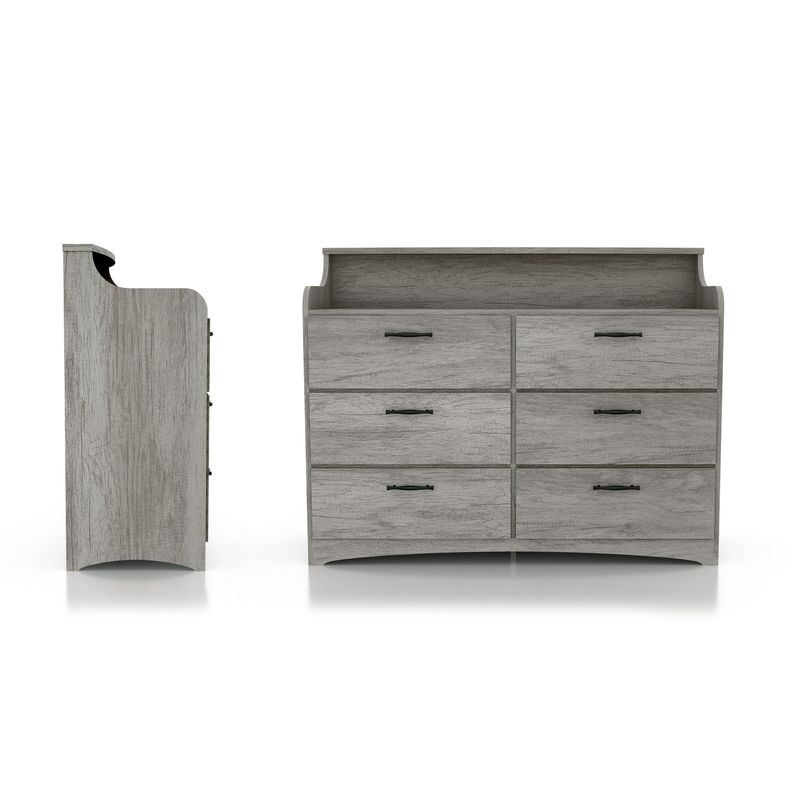 DH BASIC Simple 6-drawer 47-inch Double Dresser by Denhour - Coastal White