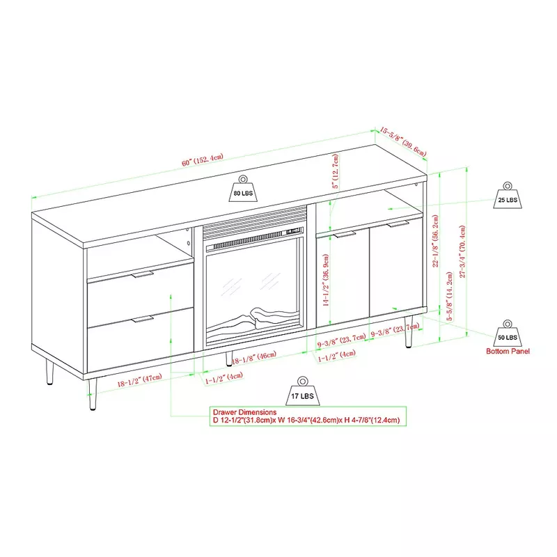 Walker Edison - Modern Two Drawer Fireplace TV Stand for Most TVs up to 65” - Slate Grey