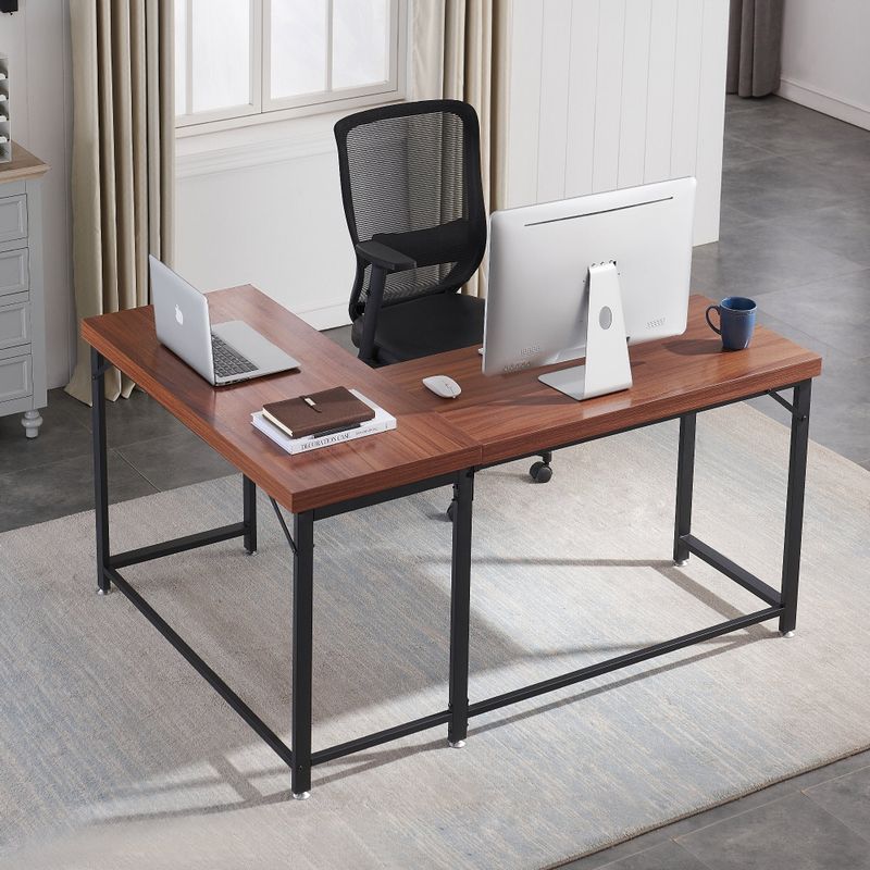 Mcombo Home Office Desks Modern Gaming Desk Corner Desk Industrial L-shaped Desk - Black