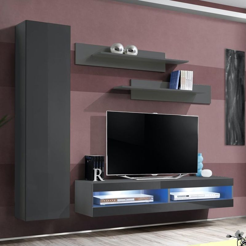 Fly G 34TV Wall Mounted Floating Modern Entertainment Center - Gray - G2