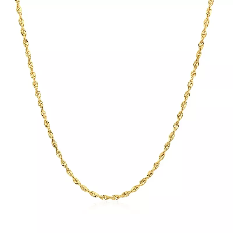 14k Yellow Gold Solid Diamond Cut Rope Chain 1.5mm (22 Inch)