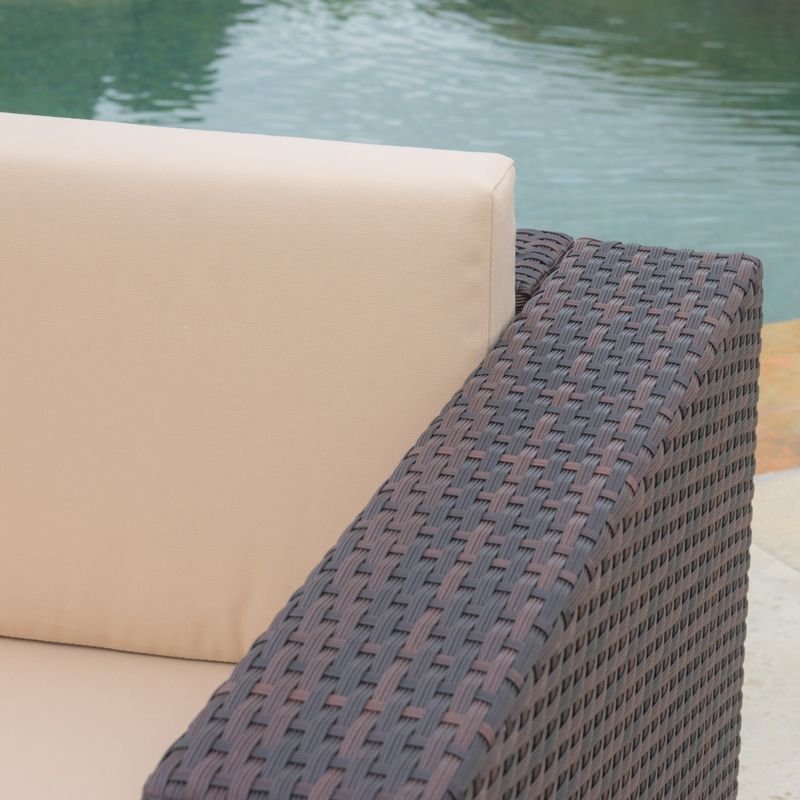 Murano Outdoor 2-piece Aluminum Chat Set with Cushions by Christopher Knight Home - Brown