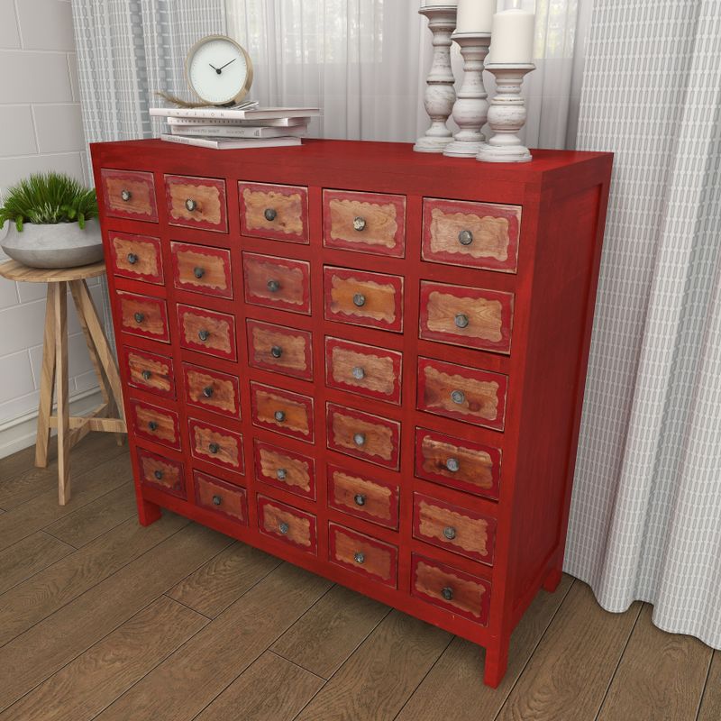Red Wood Bohemian Cabinet 40 x 41 x 16 - 41 x 16 x 40 - Red
