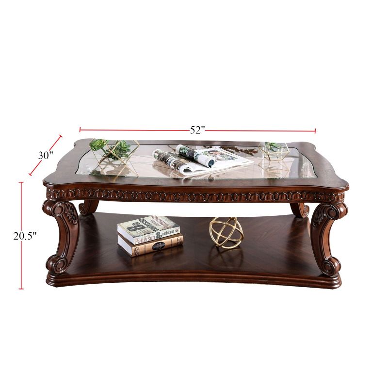 Tempered Glass Coffee Table in Dark Oak - Dark Oak - Glass