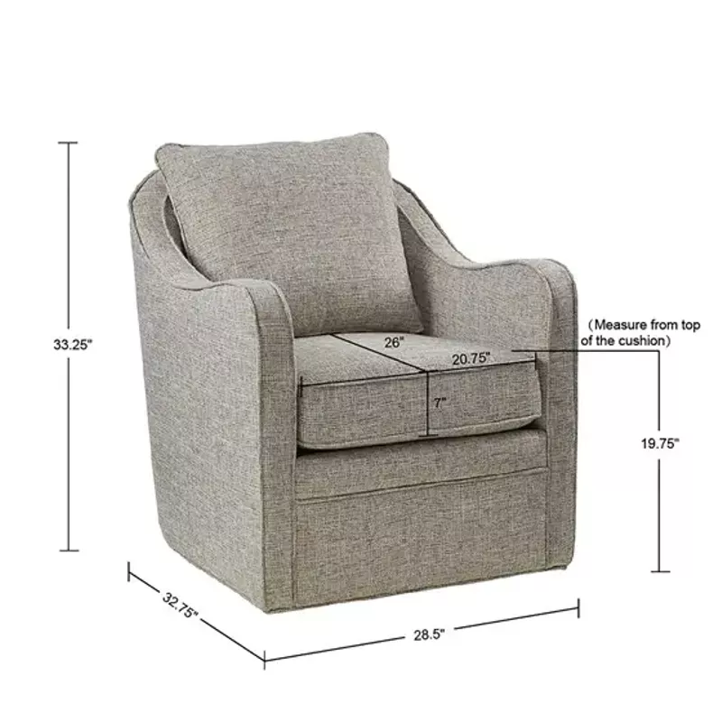 Grey Multi Brianne Wide Seat Swivel Arm Chair