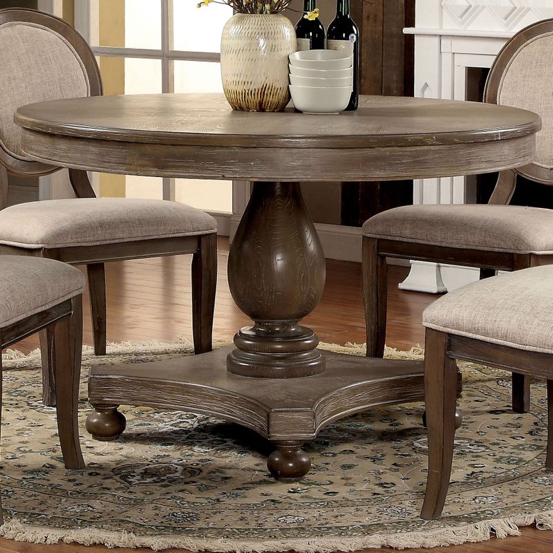Furniture of America Lelan Traditional Rustic Round 48-inch Dining Table - Rustic Dark Oak