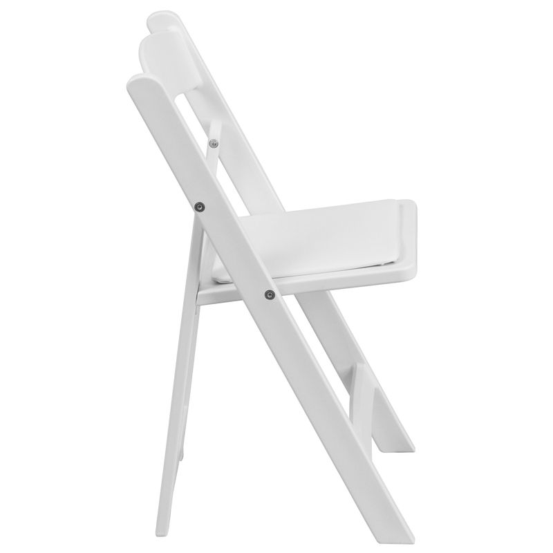 2 Pack Kids White Resin Folding Chair with White Vinyl Padded Seat - White