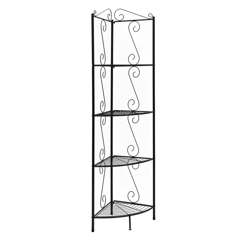 Bookshelf/ Bookcase/ Etagere/ Corner/ 4 Tier/ 70"H/ Office/ Bedroom/ Metal/ Brown/ Traditional
