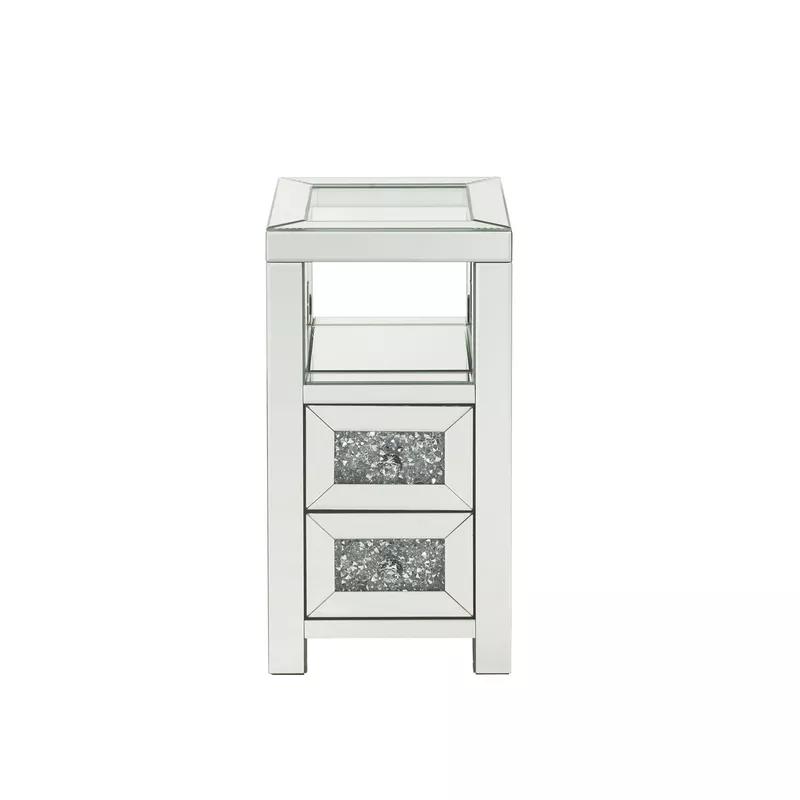 Rent to own ACME Noralie Accent Table, Clear Glass, Mirrored & Faux ...