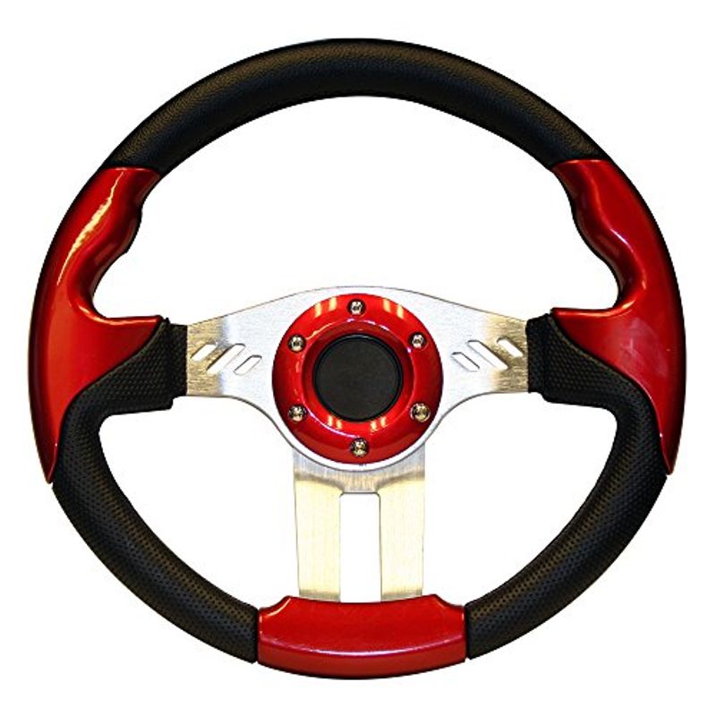 PF12085PKG Club Car 13 Inch Steering Wheel in Red (DS with Chrome Adapter)