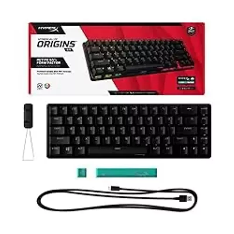 HyperX - Alloy Origins 65% Compact Wired Mechanical Aqua Tactile Switch Gaming Keyboard with RGB Lighting - Black