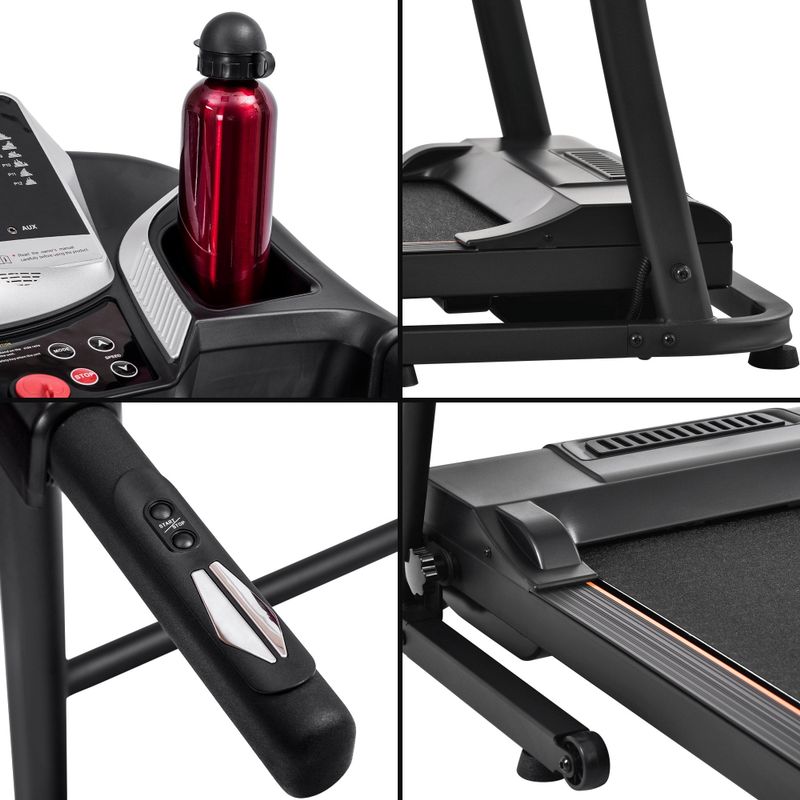 Nestfair Folding Treadmill Electric Running Machine Walking Jogging Machine with 3 Level Incline 12 Preset Programs - Black