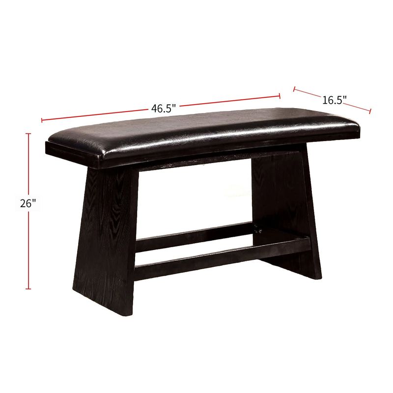 Counter Height Table Set with Bench in Black Finish - 6-Piece Set