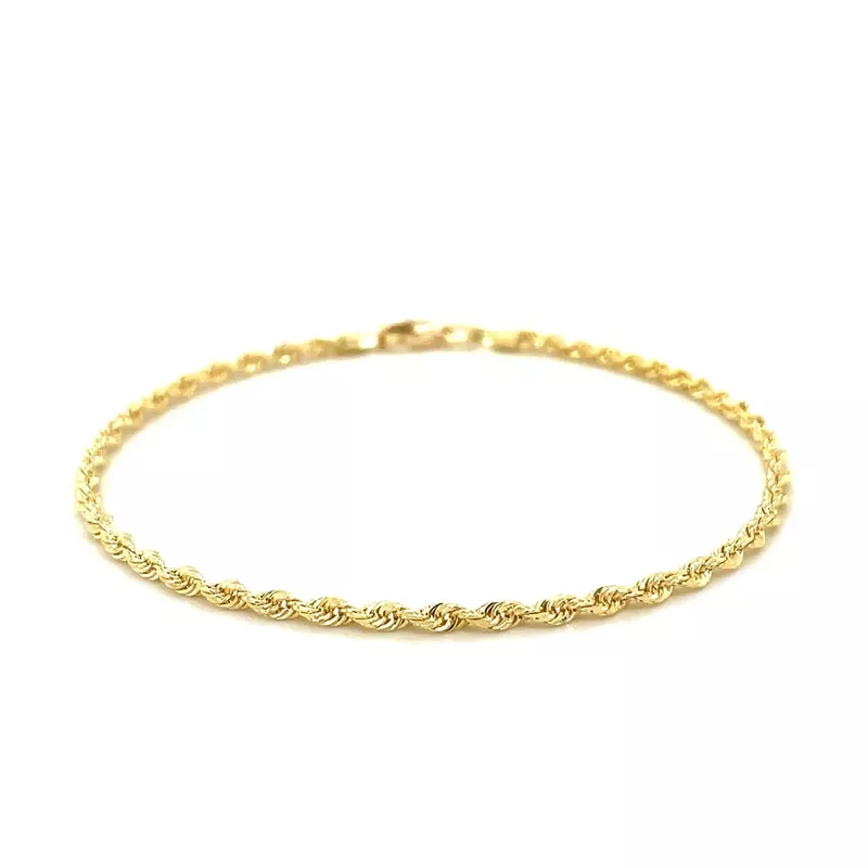 2.5mm 10k Yellow Gold Solid Diamond Cut Rope Bracelet (9 Inch)