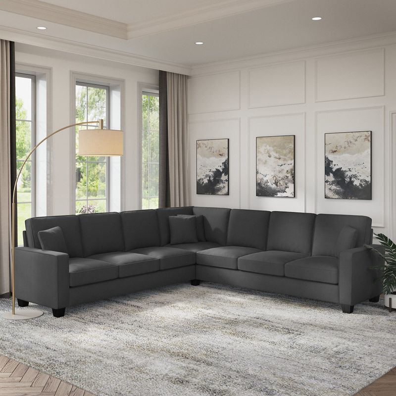 Stockton 110W L Shaped Sectional Couch by Bush Furniture - Charcoal Gray