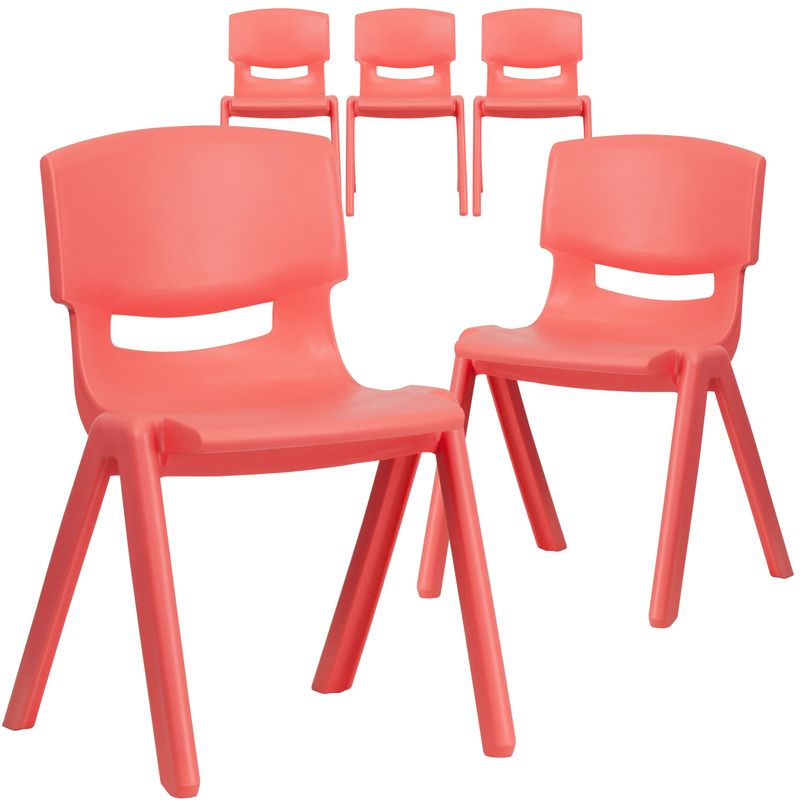 5PK Plastic Stackable School Chair with 13.25" Seat Height - Red