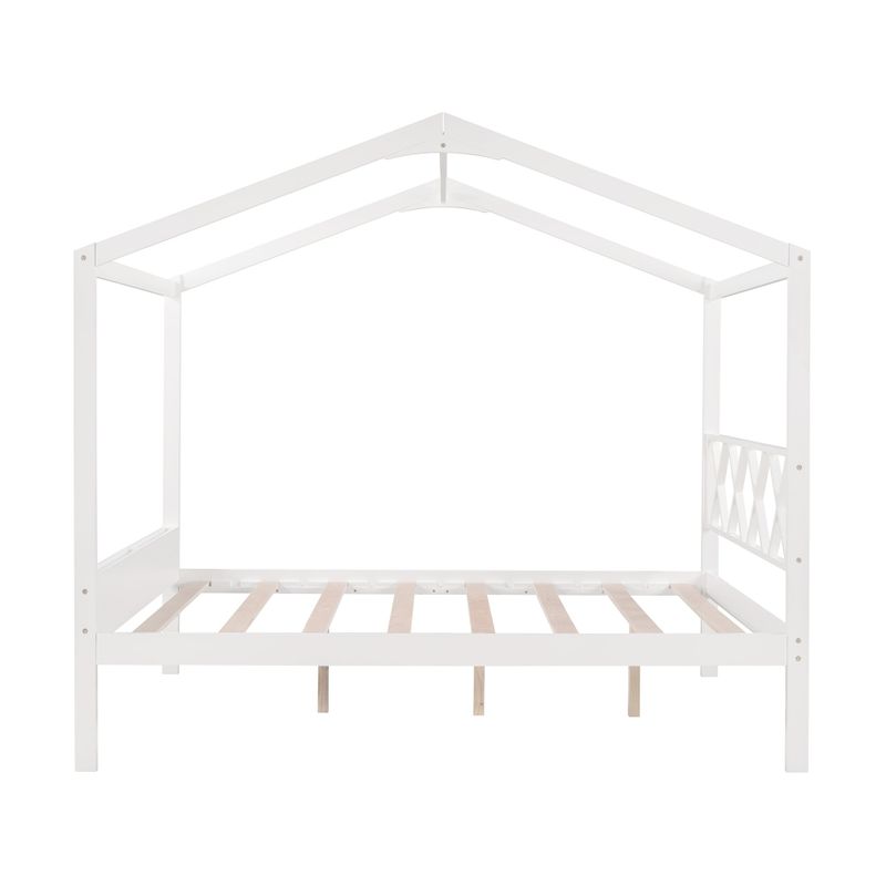 Nestfair Full Size Wood House Bed with Storage Space - Grey