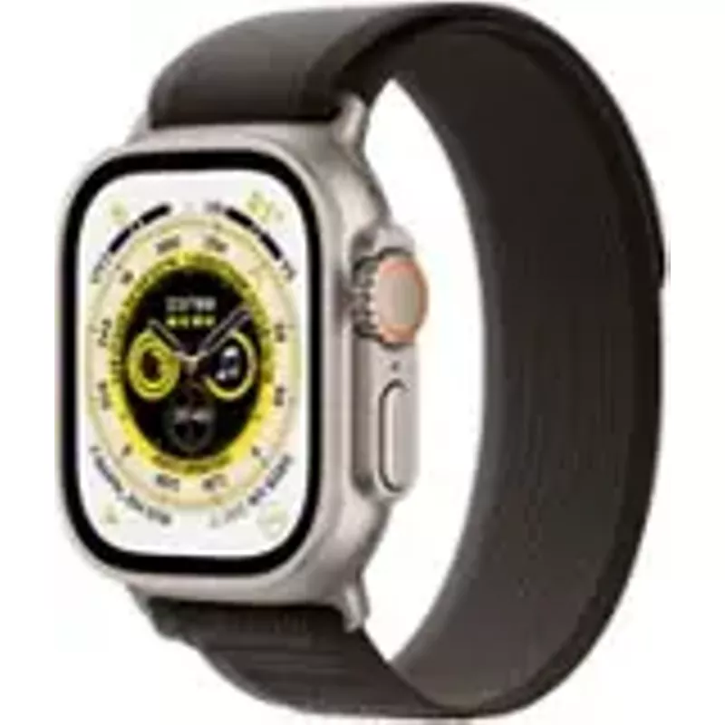 Apple Watch Ultra (GPS + Cellular) 49mm Titanium Case with Black/Gray Trail Loop - S/M - Titanium