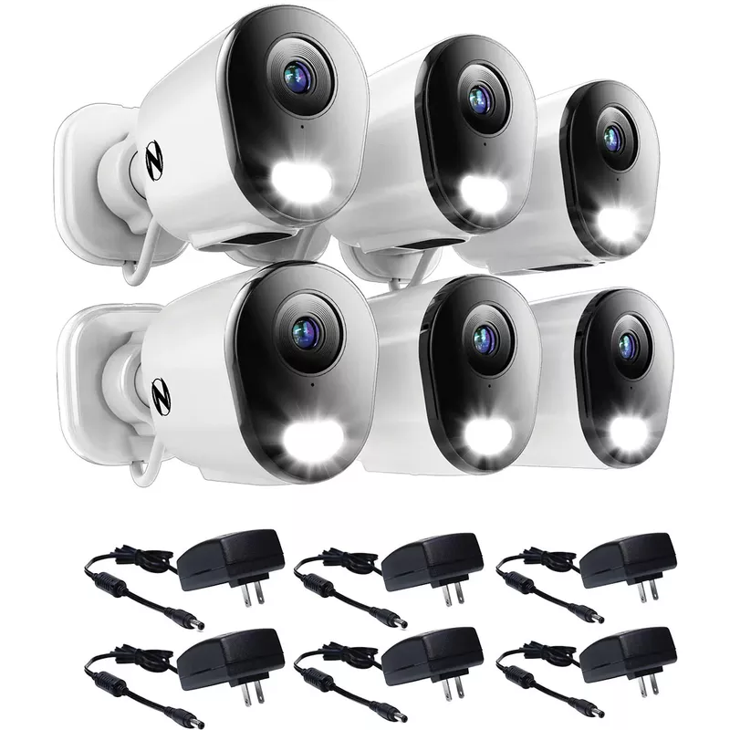 Night Owl - 10 Channel 6 Camera Wireless 2K 1TB NVR Security System - White