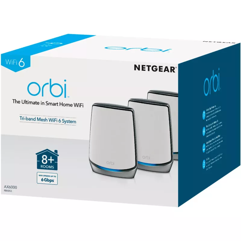 NETGEAR - Orbi 850 Series AX6000 Tri-Band Mesh Wi-Fi 6 System (3-pack) - White