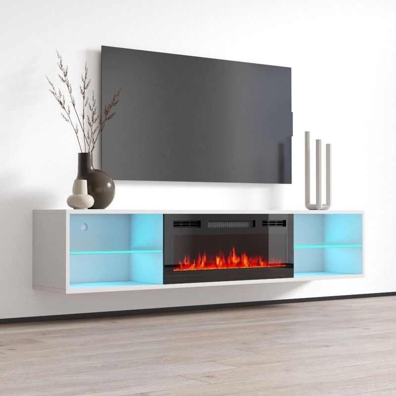 Lima EF Wall Mounted Electric Fireplace 72" TV Stand - Black