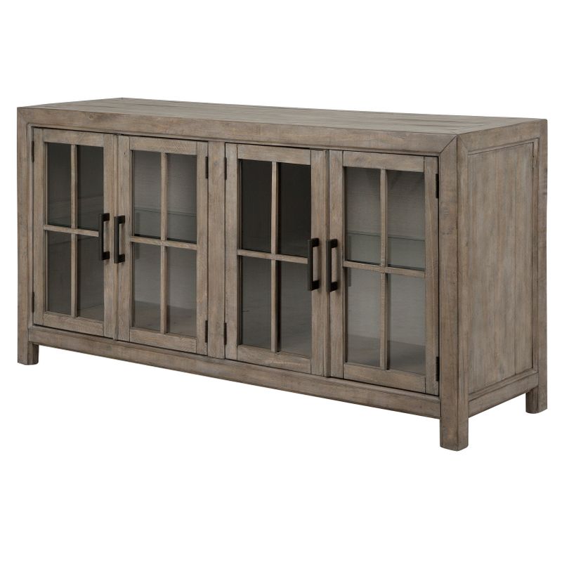 The Gray Barn Manderley Traditional Dove Tail Grey Buffet Curio Cabinet