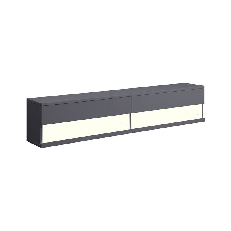 ACME Ximena Floating TV Stand in LED and Gunmetal Finish - White and Chrome